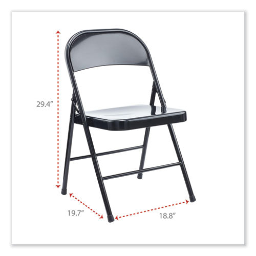 Image of Alera® Armless Steel Folding Chair, Supports Up to 275 lb, Black Seat, Black Back, Black Base, 4/Carton