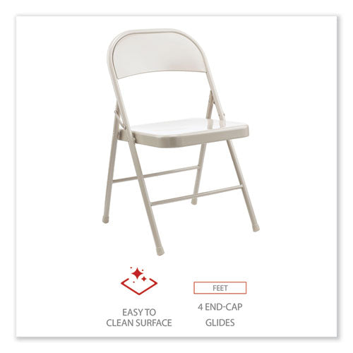 Image of Alera® Armless Steel Folding Chair, Supports Up to 275 lb, Taupe Seat, Taupe Back, Taupe Base, 4/Carton
