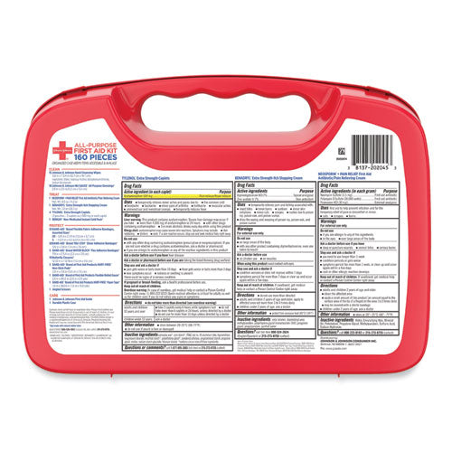 Image of Johnson & Johnson® Red Cross® All-Purpose First Aid Kit, 160 Pieces, Plastic Case