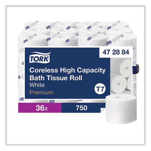 Image of Tork® Coreless High Capacity Bath Tissue, 2-Ply, White, 750 Sheets/Roll, White, 36/Carton