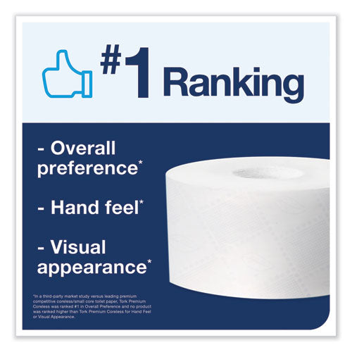 Image of Tork® Coreless High Capacity Bath Tissue, 2-Ply, White, 750 Sheets/Roll, White, 12/Carton