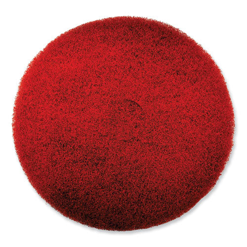 Image of SC Johnson Professional® EZ CARE Heavy Duty Scrub Pad, 16" Diameter, Red/Gray, 5/Carton