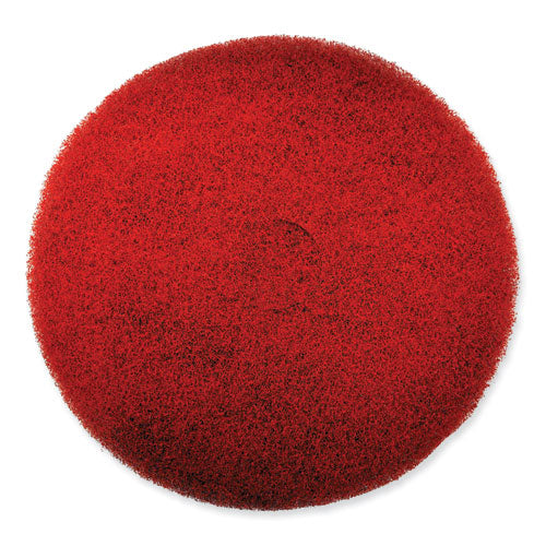 Image of SC Johnson Professional® EZ CARE Heavy Duty Scrub Pad, 13" Diameter, Red/Gray, 5/Carton