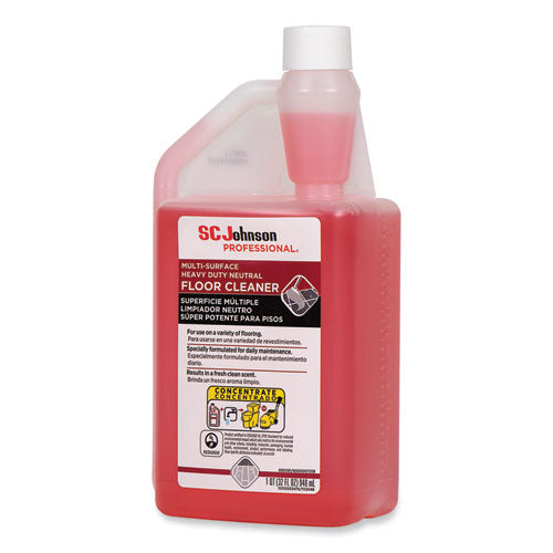 Image of SC Johnson Professional® Heavy Duty Neutral Floor Cleaner, Fresh Scent, 32 oz Squeeze and Pour Bottle, 6/Carton