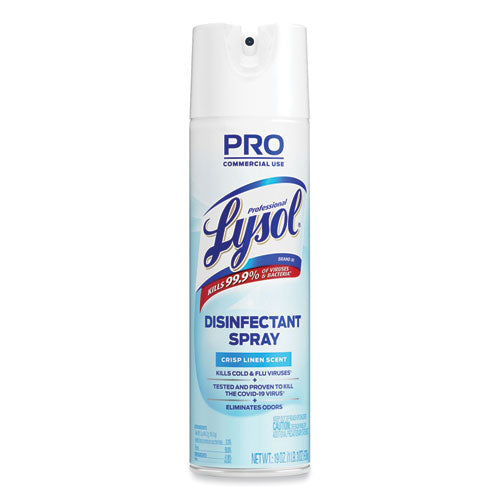 Image of Professional LYSOL® Brand Disinfectant Spray, Crisp Linen, 19 Oz Aerosol Spray, 12/carton