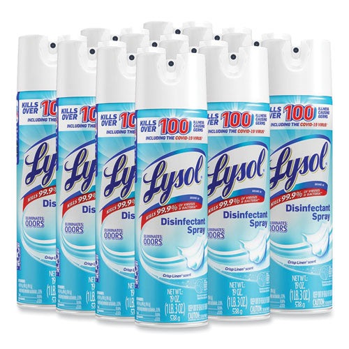 Image of LYSOL® Brand Disinfectant Spray, Crisp Linen, 19 Oz Aerosol Spray, 12/carton
