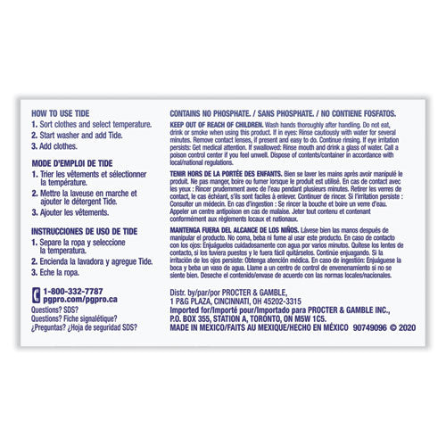 Image of Tide® Professional Powder Laundry Detergent Plus Bleach, HE Compatible, Original Scent, 1.4 oz Vending Box, 156/Carton