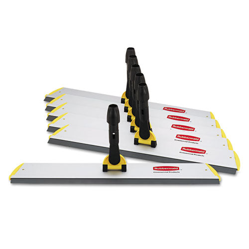 Image of Rubbermaid® Commercial HYGEN Hygen Quick Connect S-S Frame, Squeegee, 24w X 4 1/2d, Aluminum, Yellow