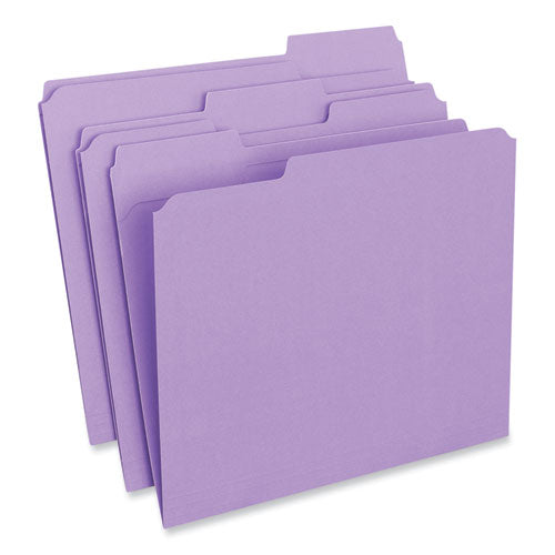 Image of Universal® Reinforced Top-Tab File Folders, 1/3-Cut Tabs: Assorted, Letter Size, 1" Expansion, Violet, 100/Box