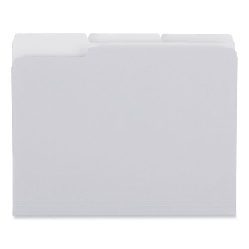 Image of Universal® Top Tab File Folders, 1/3-Cut Tabs: Assorted, Letter Size, 0.75" Expansion, Gray, 100/Box