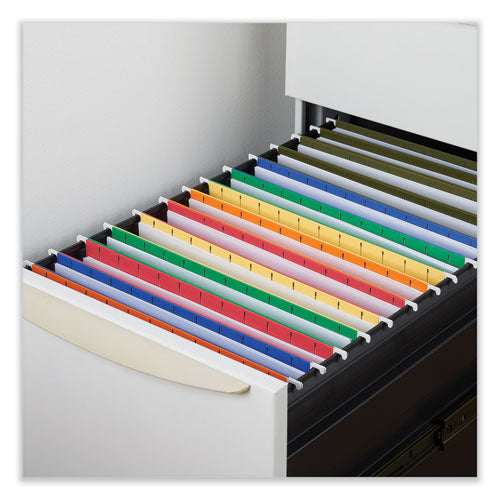 Image of Universal® Deluxe Reinforced Recycled Hanging File Folders, Letter Size, 1/3-Cut Tabs, Standard Green, 25/Box