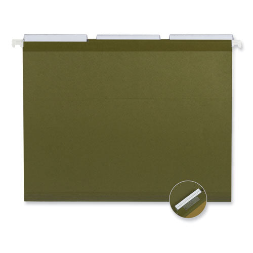 Image of Universal® Deluxe Reinforced Recycled Hanging File Folders, Letter Size, 1/3-Cut Tabs, Standard Green, 25/Box