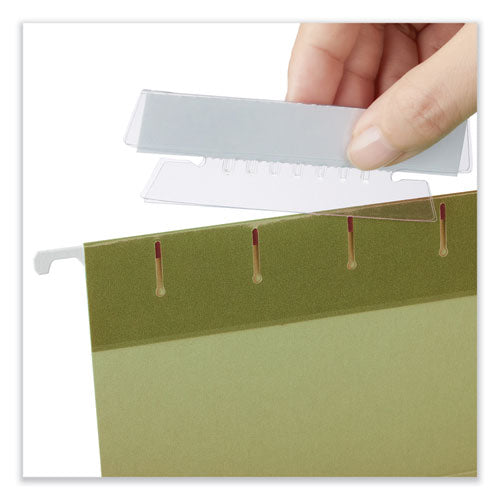 Image of Universal® Hanging File Folder Plastic Index Tabs, 1/3-Cut, Clear, 3.7" Wide, 50/Pack
