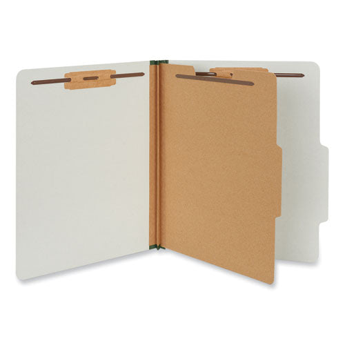Image of Universal® Four-Section Pressboard Classification Folders, 2" Expansion, 1 Divider, 4 Fasteners, Letter Size, Gray Exterior, 10/Box