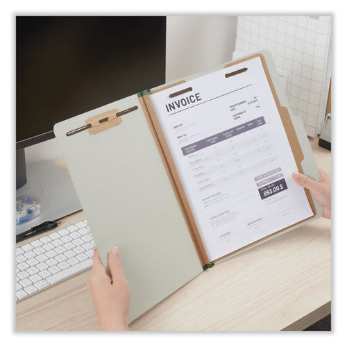Image of Universal® Four-Section Pressboard Classification Folders, 2" Expansion, 1 Divider, 4 Fasteners, Letter Size, Gray Exterior, 10/Box