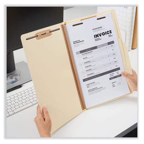 Image of Universal® Six-Section Classification Folders, 2" Expansion, 2 Dividers, 6 Fasteners, Legal Size, Manila Exterior, 15/Box