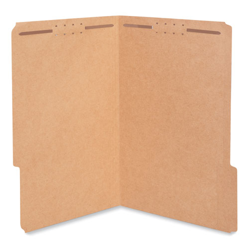 Image of Universal® Reinforced Top Tab Fastener Folders, 0.75" Expansion, 2 Fasteners, Legal Size, Brown Kraft Exterior, 50/Box