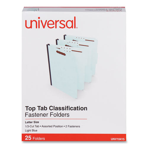 Image of Universal® Top Tab Classification Folders, 1" Expansion, 2 Fasteners, Letter Size, Light Blue Exterior, 25/Box