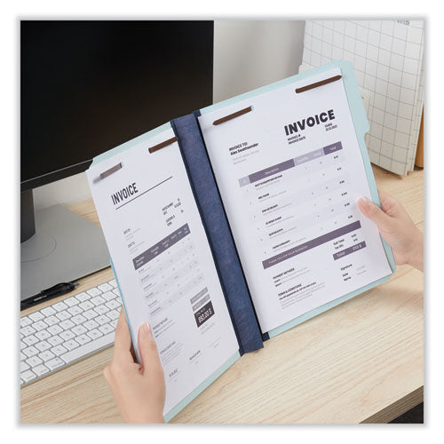 Image of Universal® Top Tab Classification Folders, 1" Expansion, 2 Fasteners, Letter Size, Light Blue Exterior, 25/Box