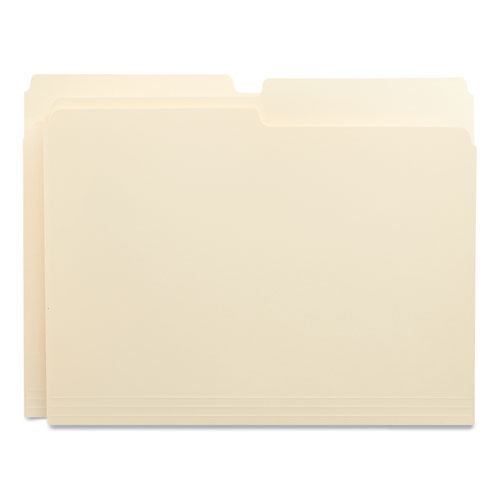 Image of Universal® Top Tab File Folders, 1/2-Cut Tabs: Assorted, Letter Size, 0.75" Expansion, Manila, 100/Box