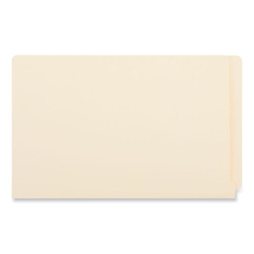 Image of Universal® Deluxe Reinforced End Tab Folders, Straight Tabs, Legal Size, 0.75" Expansion, Manila, 100/Box