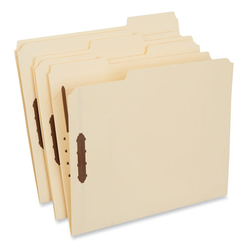 Image of Universal® Deluxe Reinforced Top Tab Fastener Folders, 0.75" Expansion, 2 Fasteners, Letter Size, Manila Exterior, 50/Box