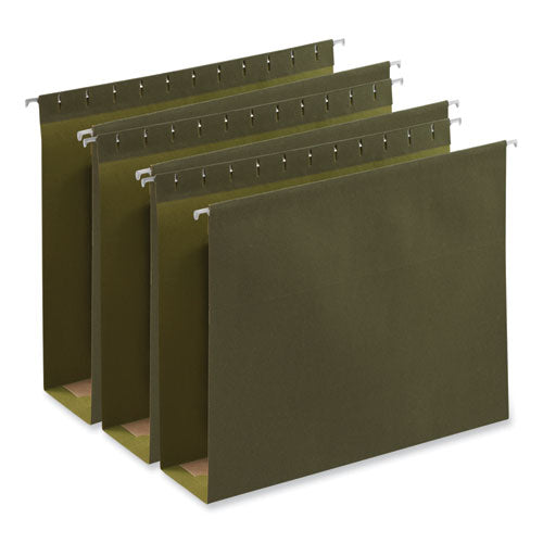 Image of Universal® Box Bottom Hanging File Folders, 3" Capacity, Letter Size, 1/5-Cut Tabs, Standard Green, 25/Box