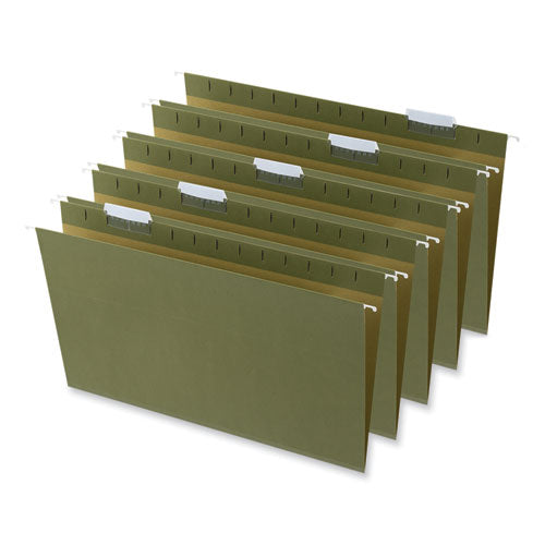 Image of Universal® Box Bottom Hanging File Folders, 1" Capacity, Legal Size, 1/5-Cut Tabs, Standard Green, 25/Box