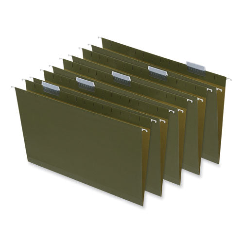 Image of Universal® Box Bottom Hanging File Folders, 2" Capacity, Legal Size, 1/5-Cut Tabs, Standard Green, 25/Box