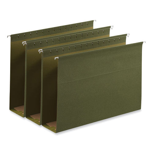 Image of Universal® Box Bottom Hanging File Folders, 3" Capacity, Legal Size, 1/5-Cut Tabs, Standard Green, 25/Box