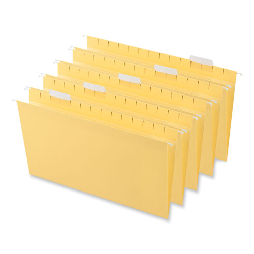 Image of Universal® Deluxe Bright Color Hanging File Folders, Legal Size, 1/5-Cut Tabs, Yellow, 25/Box