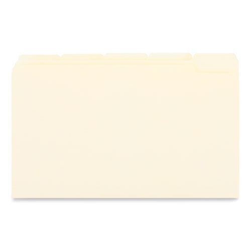 Image of Universal® Top Tab File Folders, 1/5-Cut Tabs: Assorted, Legal Size, 0.75" Expansion, Manila, 100/Box