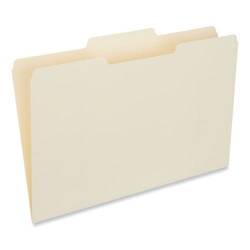 Image of Universal® Top Tab File Folders, 1/3-Cut Tabs: Center Position, Legal Size, 0.75" Expansion, Manila, 100/Box