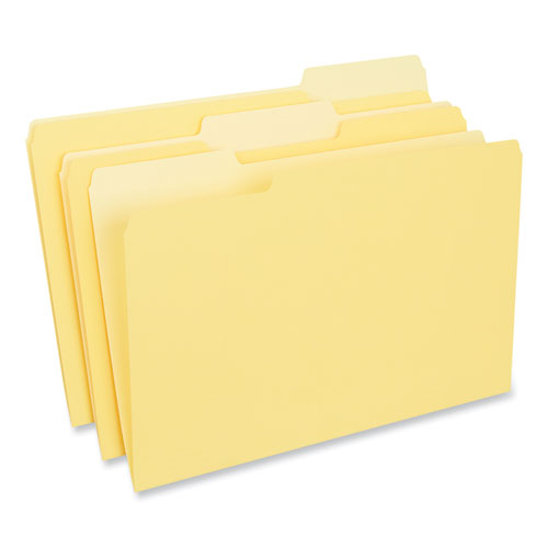 Image of Universal® Interior File Folders, 1/3-Cut Tabs: Assorted, Legal Size, 11-pt Stock, Yellow, 100/Box