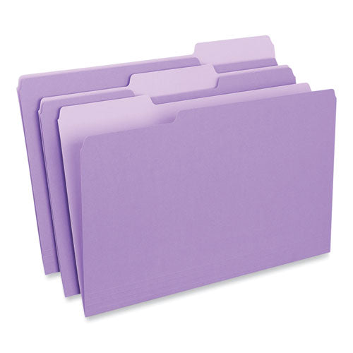 Image of Universal® Interior File Folders, 1/3-Cut Tabs: Assorted, Legal Size, 11-pt Stock, Violet, 100/Box