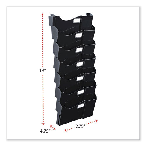 Image of Universal® Grande Central Filing System, 7 Sections, Legal/Letter Size, Wall Mount, 16" x 4.75" x 38.25", Black, 7/Pack