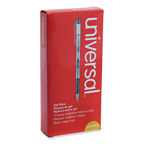 Image of Universal Gel Pen, Stick, Medium 0.7 Mm, Black Ink, Silver/black Barrel, Dozen