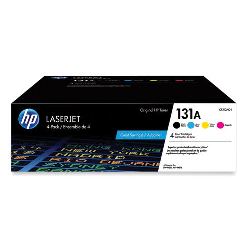 Image of HP HP 131a, (cf210a-Q) 4-Pack Black/cyan/magenta/yellow Original Laserjet Toner Cartridges