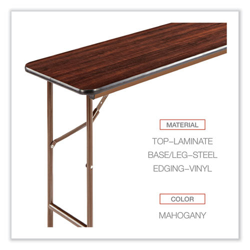 Image of Alera® Wood Folding Table, Rectangular, 59.88w X 17.75d X 29.13h, Mahogany