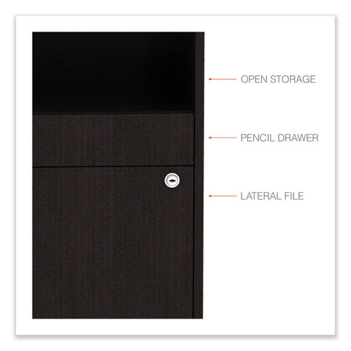 Image of Alera® Alera Open Office Desk Series Low File Cabinet Credenza, 2-Drawer: Pencil/file,legal/letter,1 Shelf,espresso,29.5x19.13x22.88