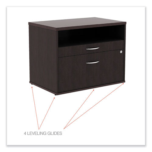 Image of Alera® Alera Open Office Desk Series Low File Cabinet Credenza, 2-Drawer: Pencil/file,legal/letter,1 Shelf,espresso,29.5x19.13x22.88