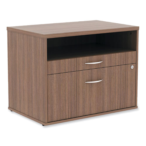 Image of Alera® Alera Open Office Desk Series Low File Cabinet Credenza, 2-Drawer: Pencil/file, Legal/letter, 1 Shelf,walnut,29.5x19.13x22.88