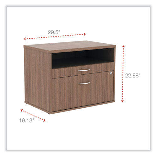 Image of Alera® Alera Open Office Desk Series Low File Cabinet Credenza, 2-Drawer: Pencil/file, Legal/letter, 1 Shelf,walnut,29.5x19.13x22.88