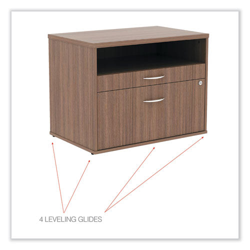 Image of Alera® Alera Open Office Desk Series Low File Cabinet Credenza, 2-Drawer: Pencil/file, Legal/letter, 1 Shelf,walnut,29.5x19.13x22.88