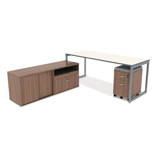Image of Alera® Alera Open Office Desk Series Low File Cabinet Credenza, 2-Drawer: Pencil/file, Legal/letter, 1 Shelf,walnut,29.5x19.13x22.88