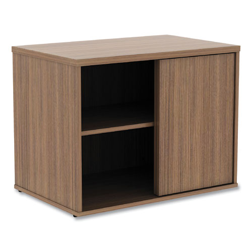 Image of Alera® Alera Open Office Desk Series Low Storage Cabinet Credenza, Woodgrain Laminate, 29.5w x 19.13d x 22.78h, Modern Walnut