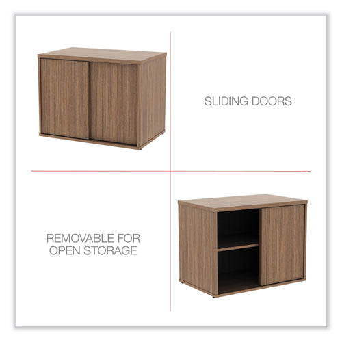 Image of Alera® Alera Open Office Desk Series Low Storage Cabinet Credenza, Woodgrain Laminate, 29.5w x 19.13d x 22.78h, Modern Walnut