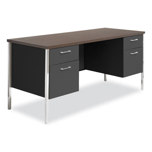 Image of Alera® Double Pedestal Steel Credenza, 60w X 24d X 29.5h, Mocha/black
