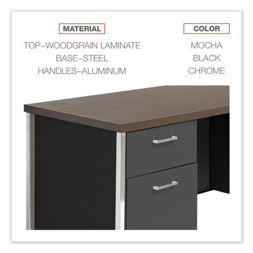 Image of Alera® Double Pedestal Steel Credenza, 60w X 24d X 29.5h, Mocha/black