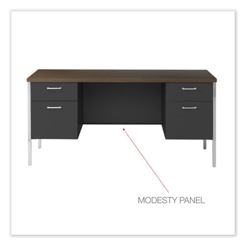 Image of Alera® Double Pedestal Steel Credenza, 60w X 24d X 29.5h, Mocha/black